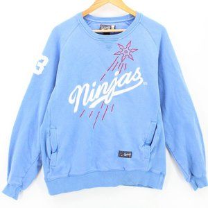 Vintage Rocksmith Crewneck Sweatshirt Mens Blue Embroidered Ninjas L 90's